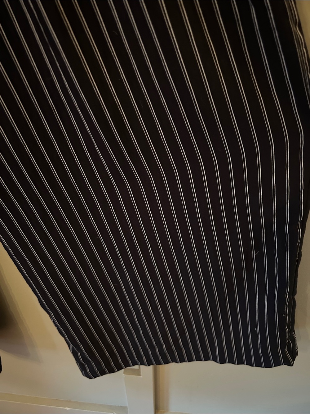 By Anthropologie Pinstripe Wide Leg Trousers Pants High Rise Black Size 14 - Picture 8 of 13